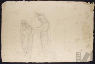 Estudio de soldado griego y mujer con niño