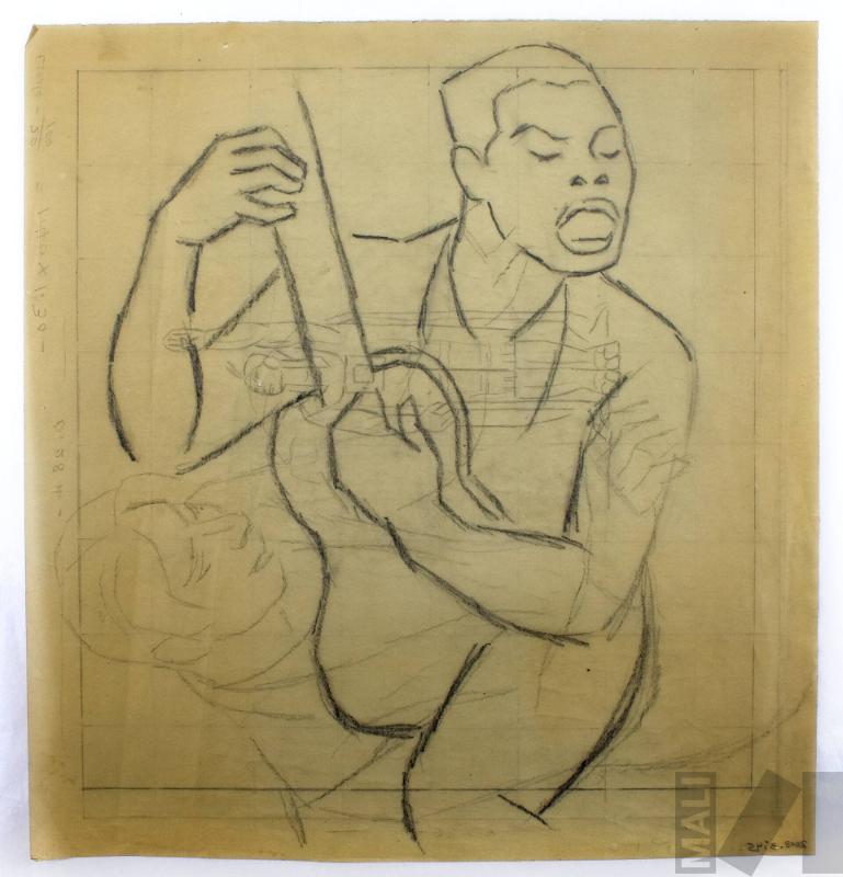 Músicos, estudio para 'Farra con batería'