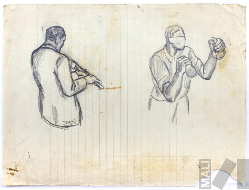 Músicos, estudio para 'Farra con batería'