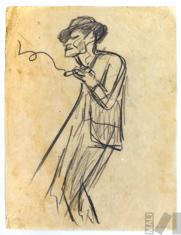 Apunte de hombre fumando