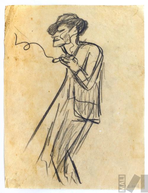 Apunte de hombre fumando