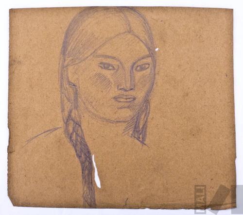 Mujer indígena, estudio para xilografía