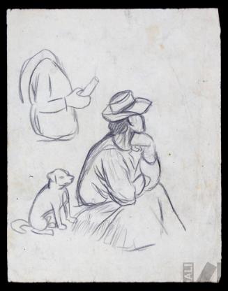 Estudio de torso y mujer indígena con perro