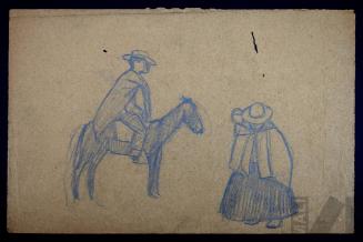 Estudio de mujer indígena y jinete