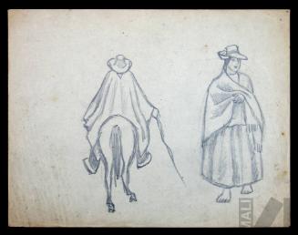 Estudio de mujer indígena y jinete