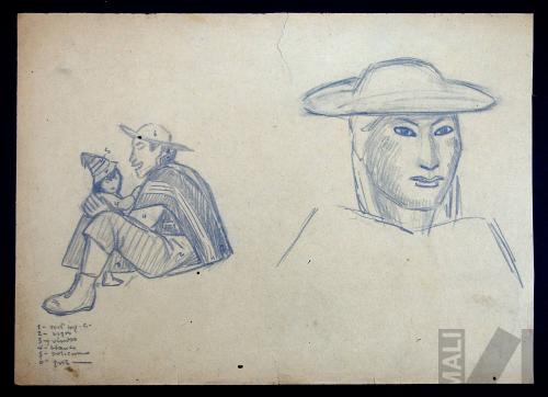 Estudio de traje y cabeza indígenas