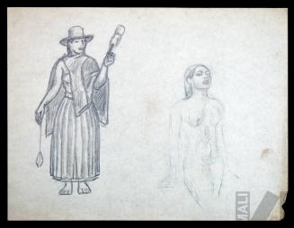 Estudio para acuarela 'Indígena de Cajamarca' y desnudo femenino