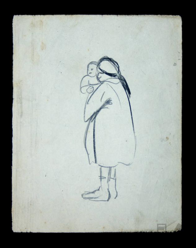 Estudio de mujer con niño