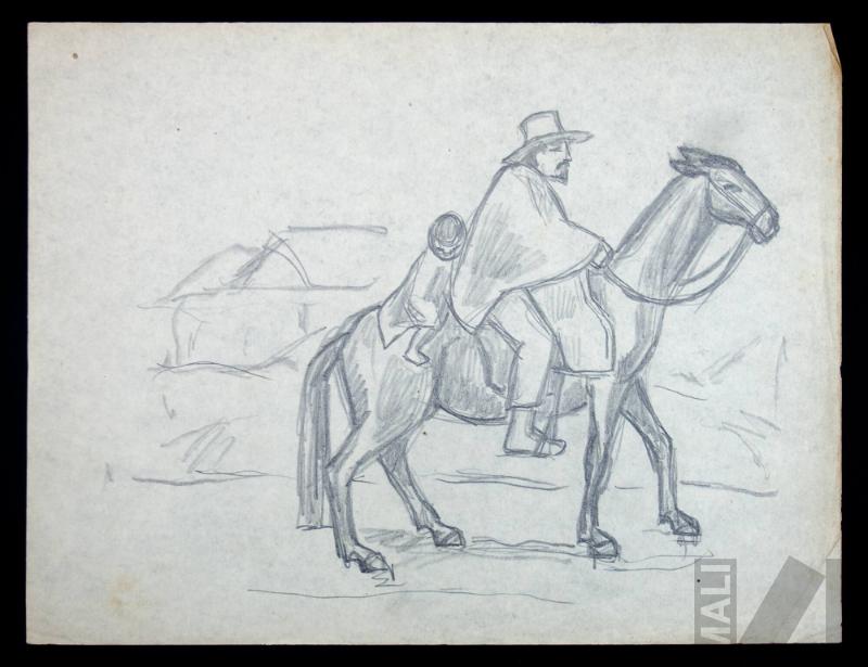 Estudio de jinete con niño