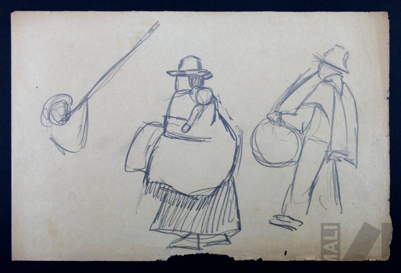 Estudio de mujer y músicos indígenas