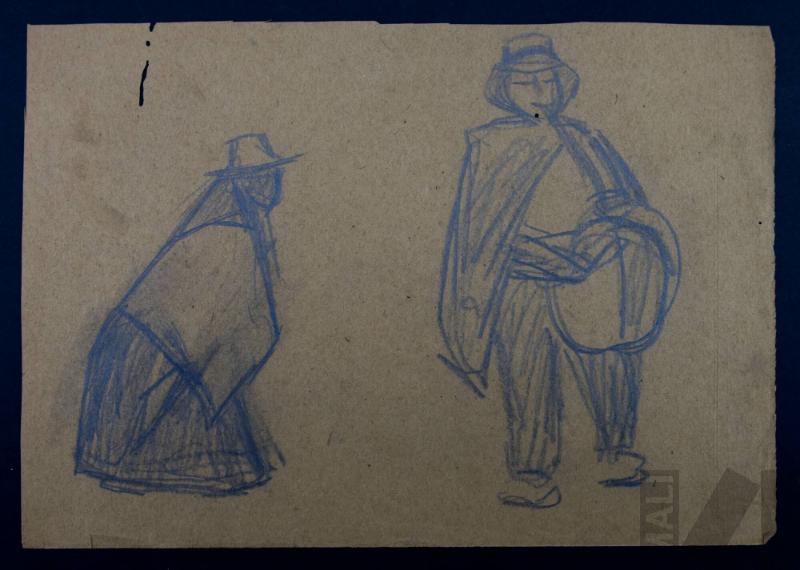 Estudio de mujer y músico indígenas