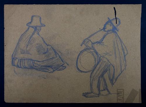 Estudio de mujer y músico indígenas