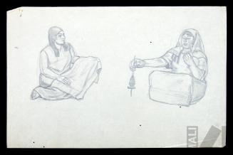 Estudio para 'Mujeres Paracas tejiendo'