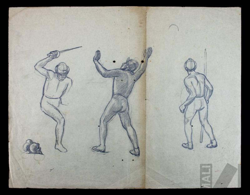 Soldados españoles, estudio para el mural 'La hecatombe de Cajamarca'