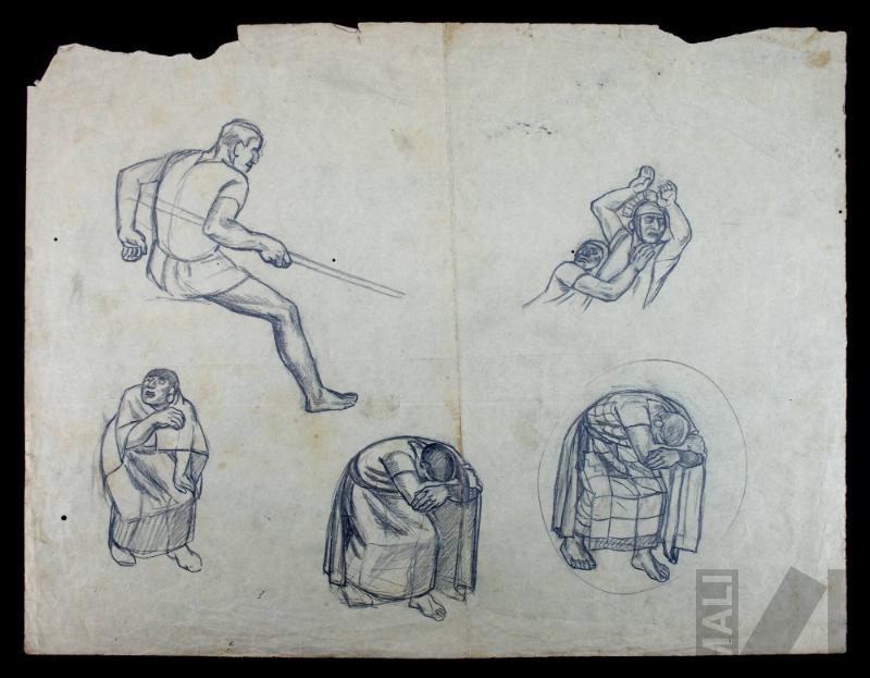 Estudios para el mural 'La hecatombe de Cajamarca'