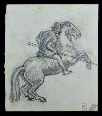 Soldado español a caballo, estudio para el mural 'La hecatombe de Cajamarca'