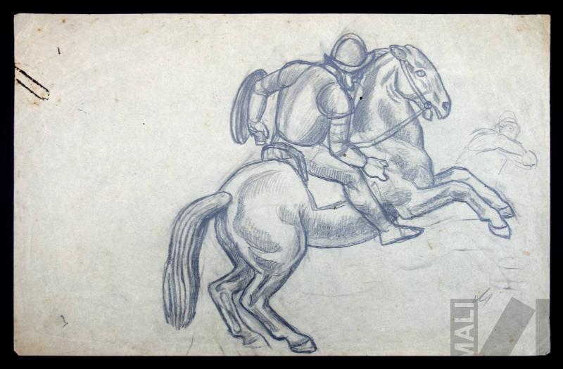 Soldado español a caballo, estudio para el mural 'La hecatombe de Cajamarca'