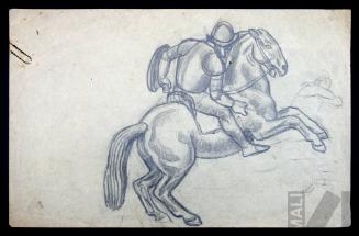 Soldado español a caballo, estudio para el mural 'La hecatombe de Cajamarca'