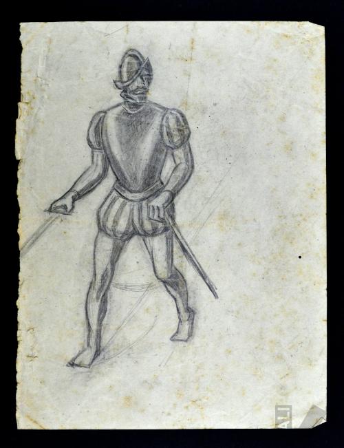 Soldado español, estudio para el mural 'La hecatombe de Cajamarca'