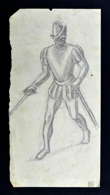 Soldado español, estudio para el mural 'La hecatombe de Cajamarca'