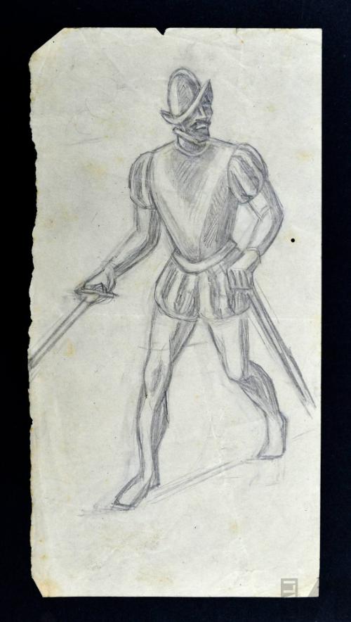 Soldado español, estudio para el mural 'La hecatombe de Cajamarca'