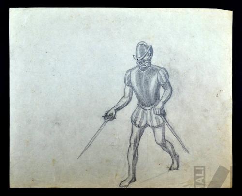 Soldado español, estudio para el mural 'La hecatombe de Cajamarca'