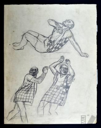 Soldados incas, estudio para el mural 'La hecatombe de Cajamarca'