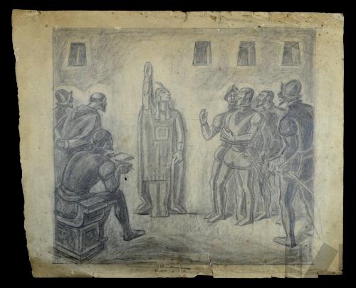 Estudio para el mural 'El rescate de Atahualpa'