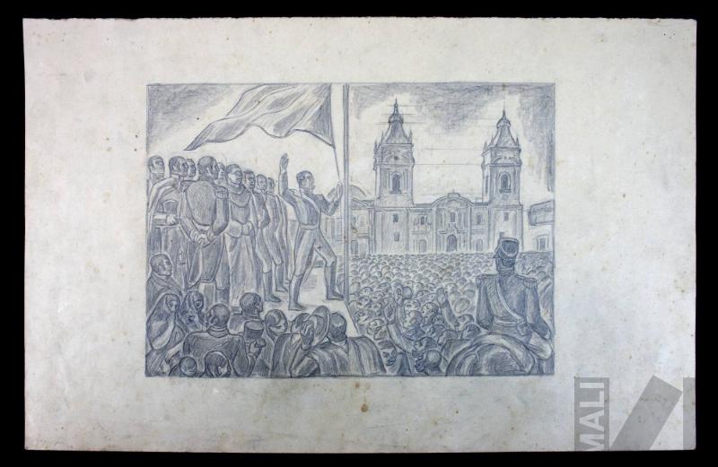 Estudio para el mural 'San Martín jura la Independencia'