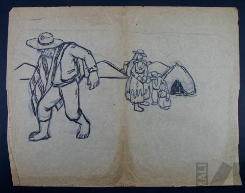 Estudio para afiche de la Dirección de Enseñanza Indígena del Ministerio de Instrucción