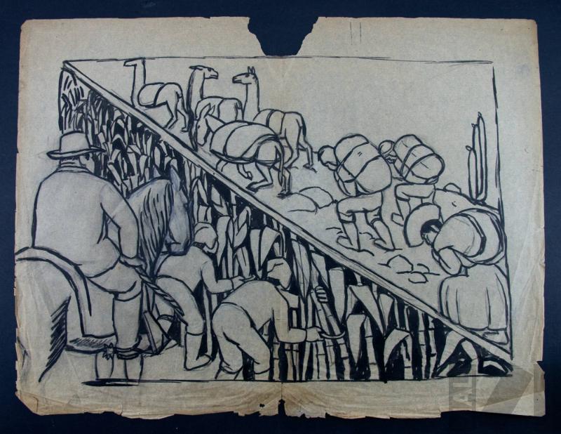 Estudio para afiche de la Dirección de Enseñanza Indígena del Ministerio de Instrucción