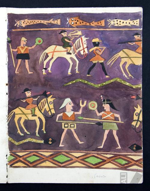 Estudio de batalla tomado de un quero colonial