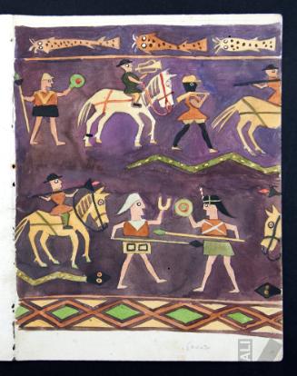 Estudio de batalla tomado de un quero colonial