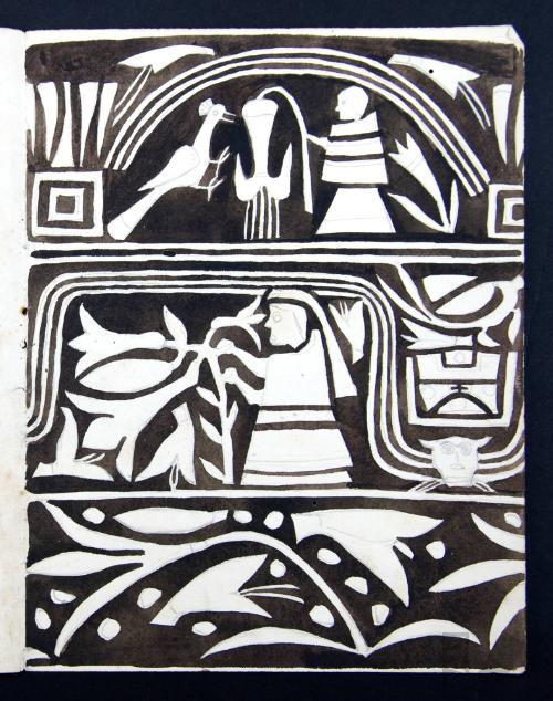 Estudio de motivo inca tomado de un quero colonial