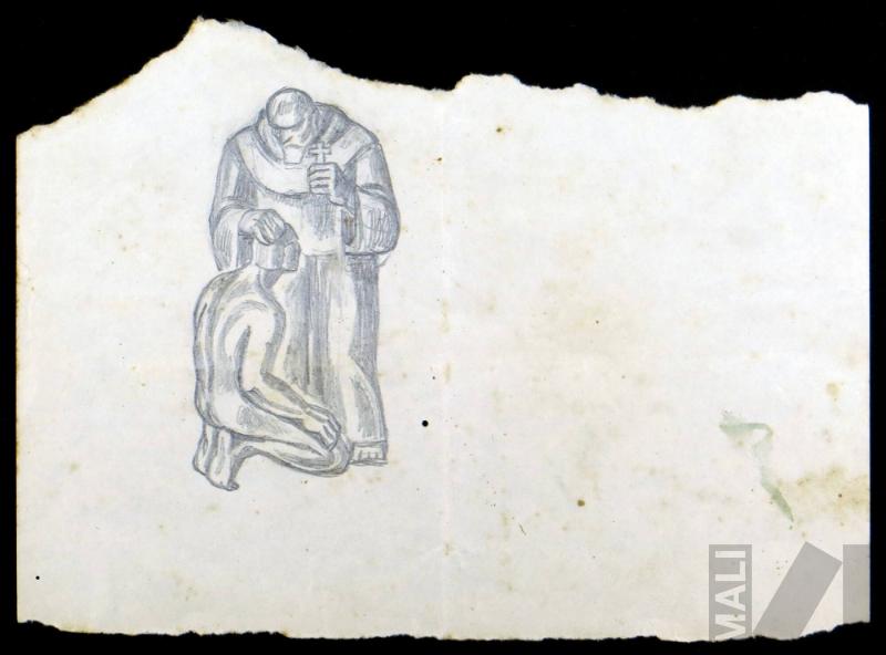 Evangelización, estudio para el mural 'El coloniaje'