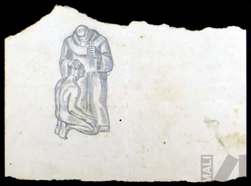 Evangelización, estudio para el mural 'El coloniaje'